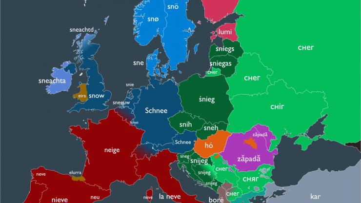 Kako se piše riječ “snijeg” na raznim europskim jezicima.