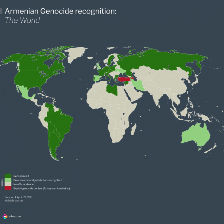 The Armenian Genocide Recognition Status And The Maps Viborc Com   Armenian Genocide Recognition World 730x730 