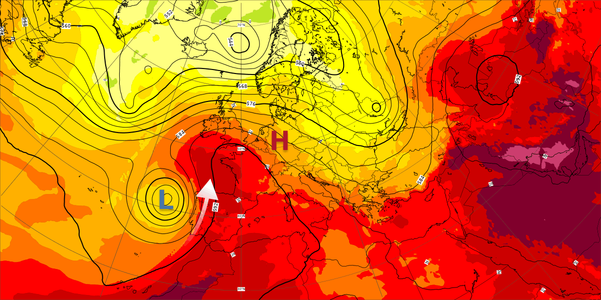 Synoptic situation ahead of expected UK's heatwave