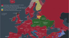 August in different languages of Europe, maps, and etymology