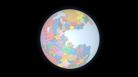 Interactive map of Pangaea / Pangea with present-day borders and a globe